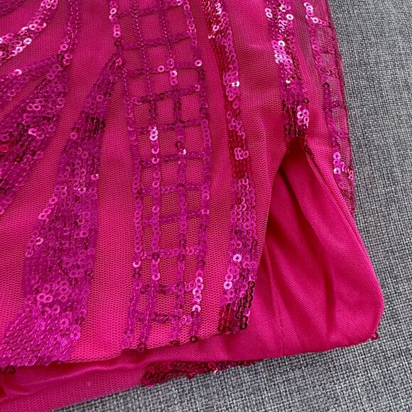 Pink Sequin Mini Dress Tie Open Back Cocktail, Party, Prom Size 2 Small Zipper - Picture 6 of 14